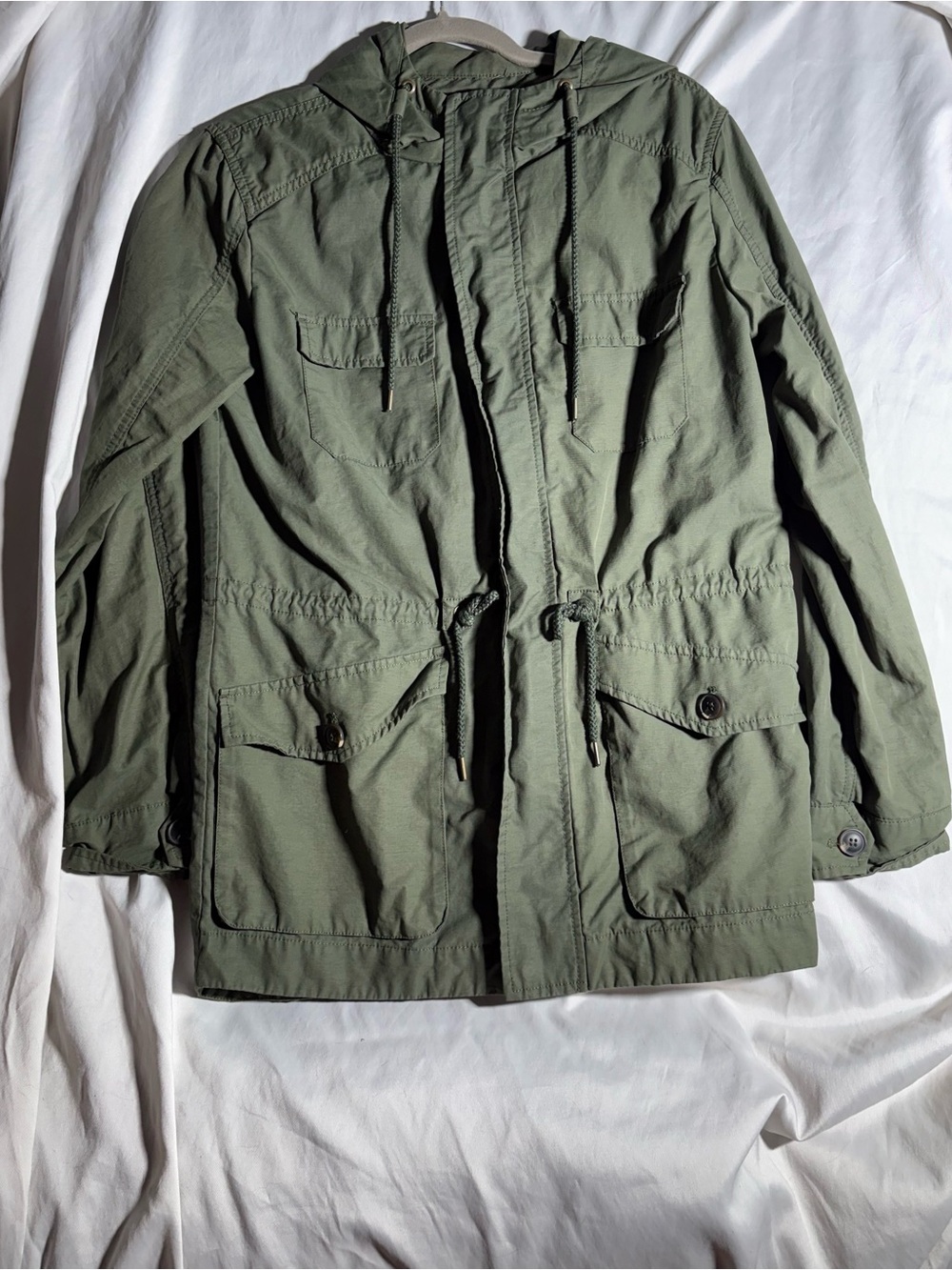 Men's Military-Style Hooded Field Jacket - Olive